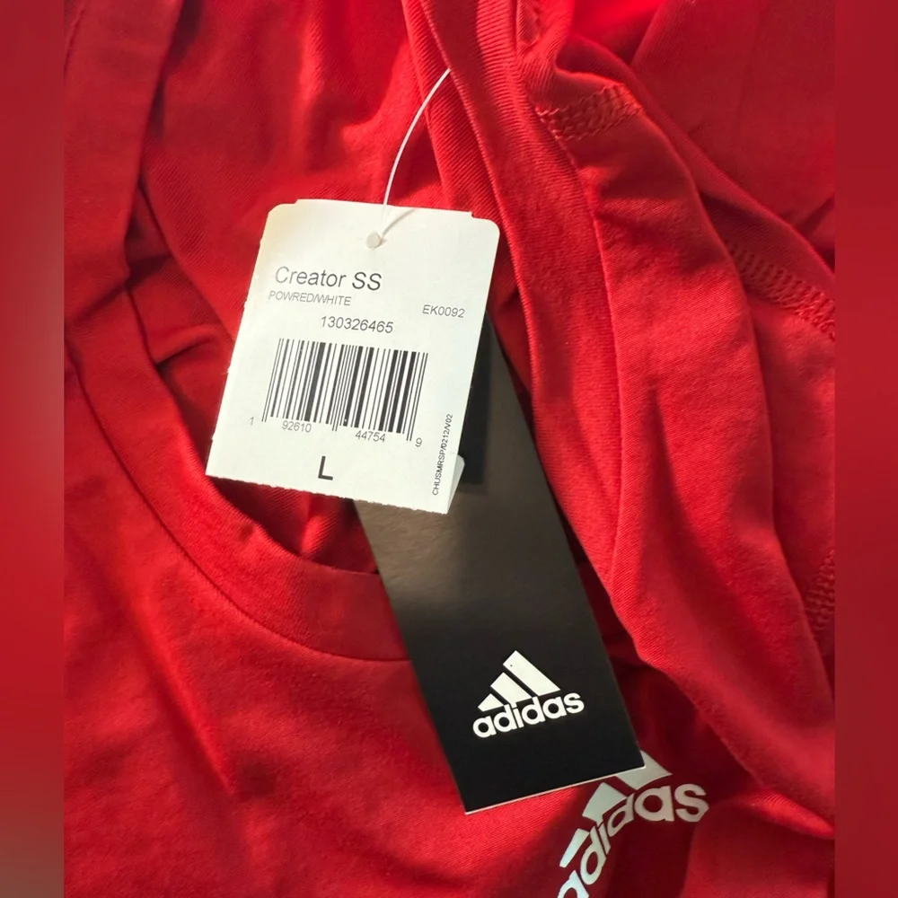 #97 NWT Men’s Adidas Creator SS Red Short Sleeve Crew Neck Shirt Size Large
